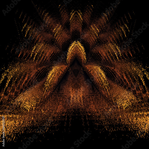 golden brown stitched real leather orange tawny and ochre coloured 3D exploding view design