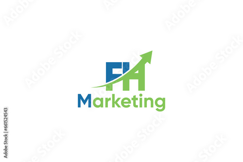 F H Letter And Arrow Digital Marketing Logo Vector Template