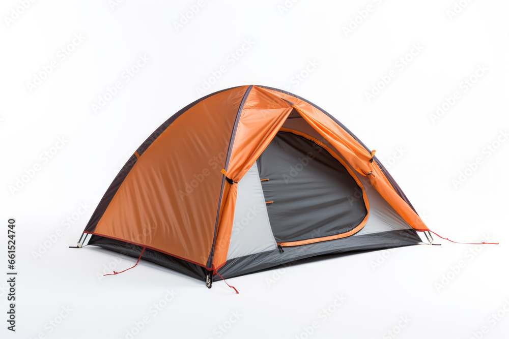Nylon camping tent on white background