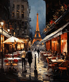 Captivating Moments in Paris. Romantic Streetscape with the Iconic Eiffel Silhouette