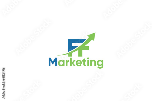 F f Letter And Arrow Digital Marketing Logo Vector Template