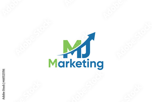 F J Letter And Arrow Digital Marketing Logo Vector Template