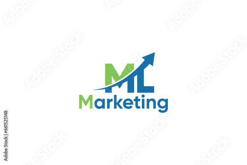 M L Letter And Arrow Digital Marketing Logo Vector Template