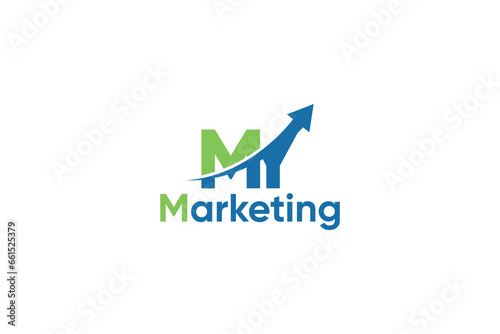M Y Letter And Arrow Digital Marketing Logo Vector Template