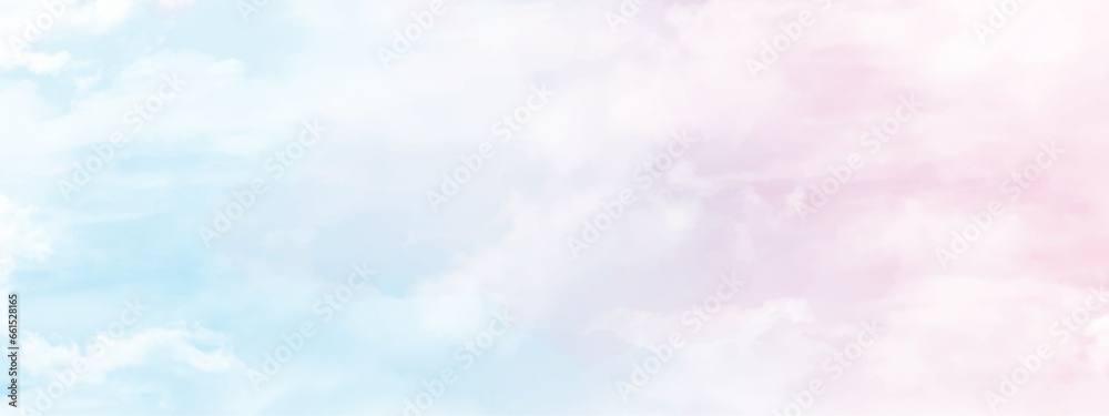 Morning sky of winter season with soft and tiny clouds, Vector realistic skyscape with tiny clouds, small and large clouds alternating and moving slowly on cloudy winter morning blue sky.
