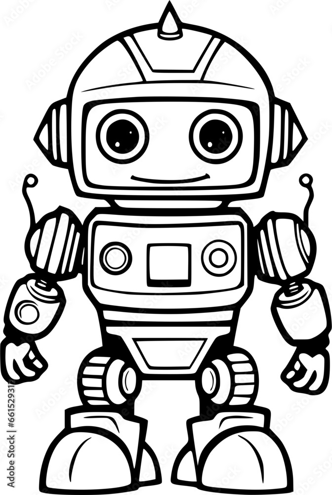 Robot Hand Drawn Vector illustration For Kids