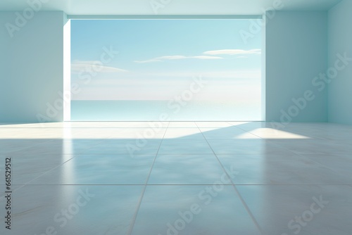 An empty room with light and a floor tile