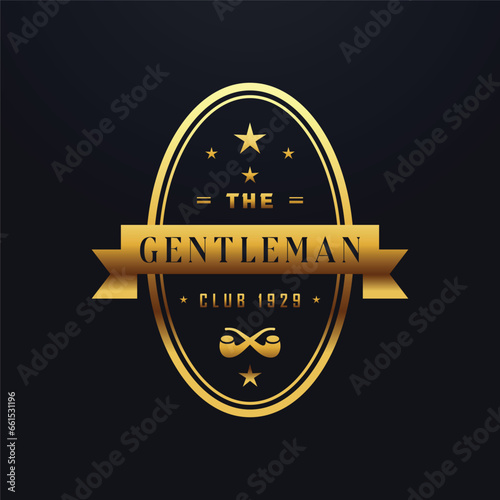 Smoking cigarette cigar gentleman logo vector illustration
