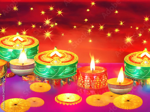 Festival of Lights: Diwali Celebration Backdrop AI Generative photo