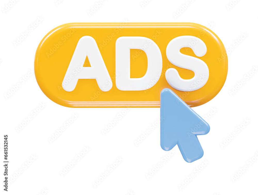 Ads icon render 3d illustration element Ads icon render 3d illustration element