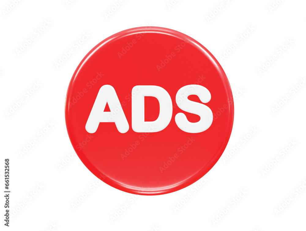 Ads icon render 3d illustration element Ads icon render 3d illustration element