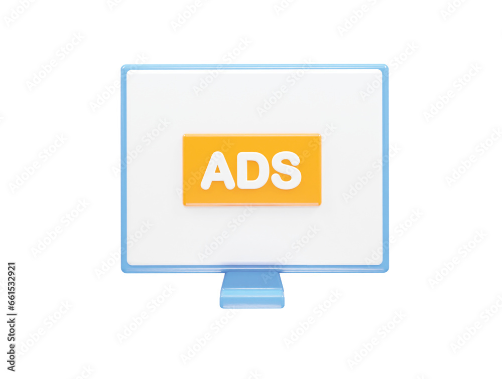Ads icon render 3d illustration element Ads icon render 3d illustration element