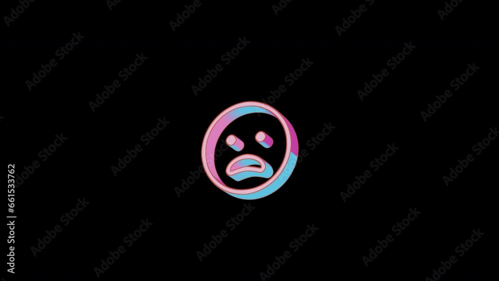 Bright frown open icon is jumping merrily. Retro style. Alpha channel black. Looped from frame 120 to 240, Alpha BW at the end Bright frown open icon is jumping merrily. Retro style. Alpha channel black. Looped from frame 120 to 240, Alpha BW at the end