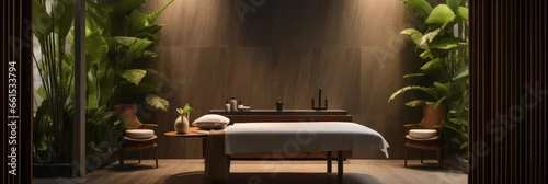 Tapety Inviting Balinese massage space: sleek design aesthetic, modern spa ambiance, illuminated