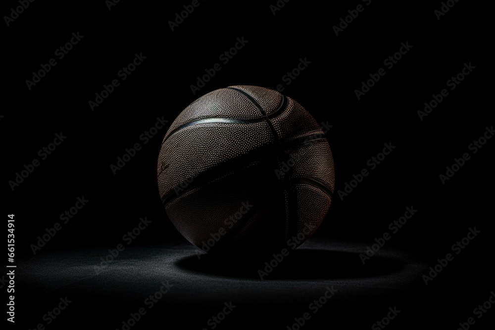 A basketball on a dark surface. Generative AI