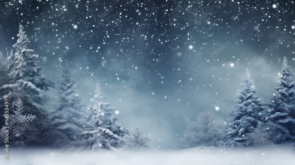 Background with Christmas snowy fir tree and Christmas toys, snow. Winter banner concept Background with Christmas snowy fir tree and Christmas toys, snow. Winter banner concept