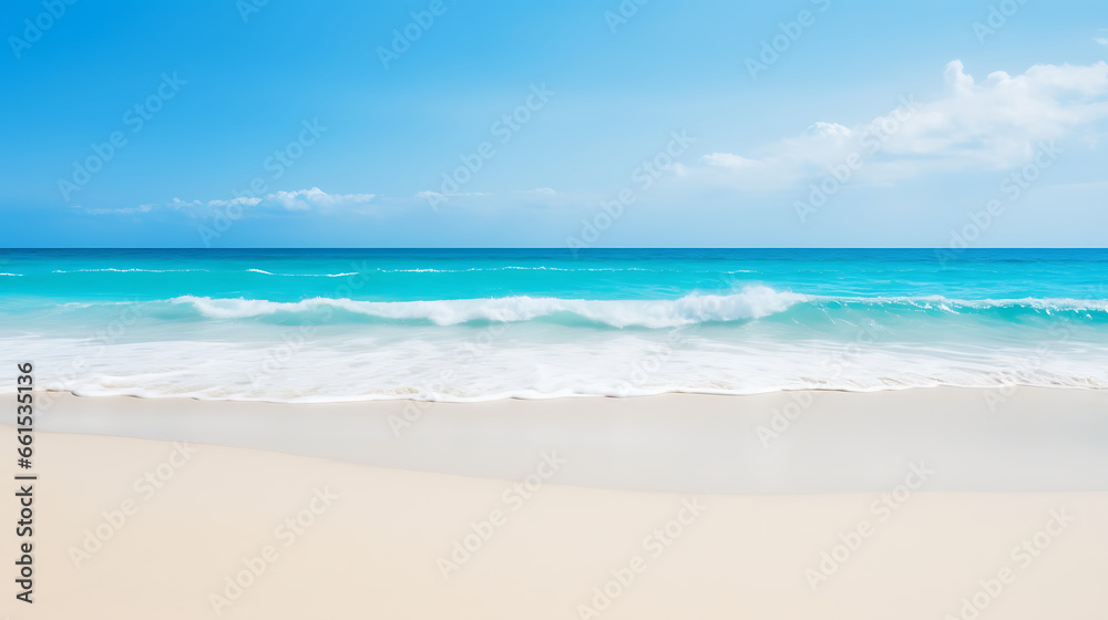 Tropical beach background with sea waves, white sand - summer holiday background. Travel and beach vacation. Tropical beach background with sea waves, white sand - summer holiday background. Travel and beach vacation.