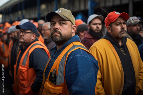 Blue Collar Workers Protesting for Rights and Equality, Generative AI © illuminating images
