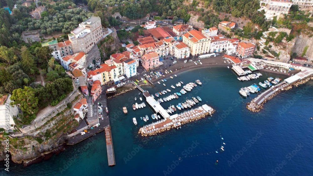 Sorrento - Marina Grande - Aerial view of the harbor from high altitude