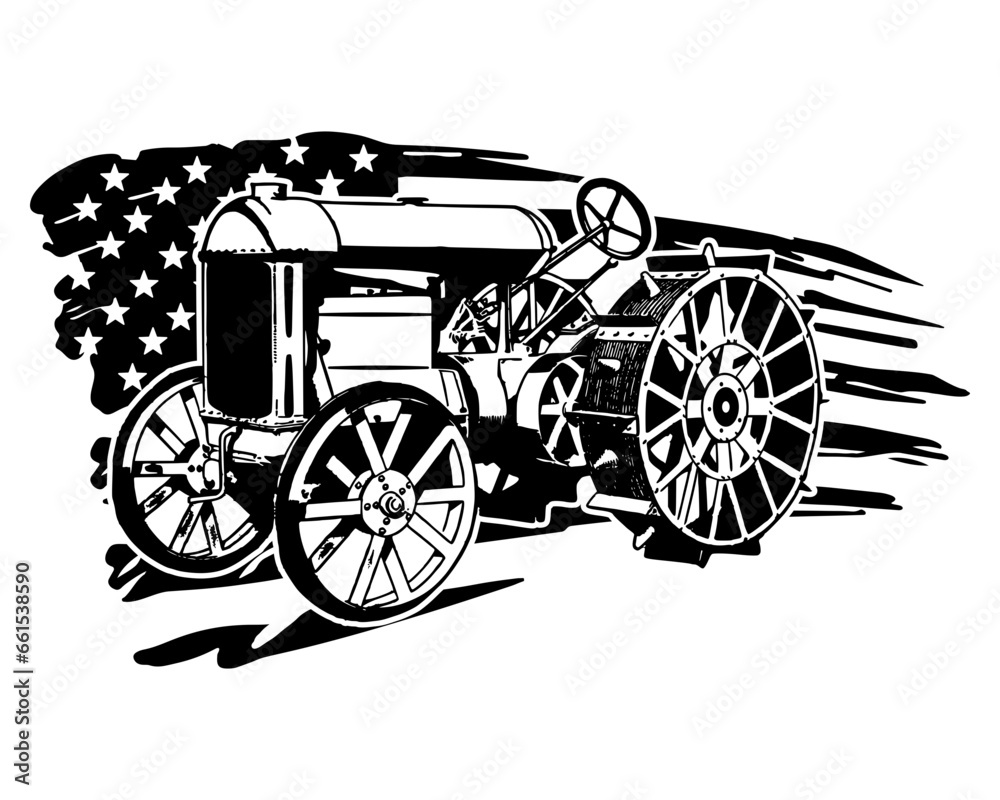 Fototapeta premium USA Farm Tractor svg | US Farmer svg | US tractor Clipart | Us tractor svg | Us tractor Cut Files | Tractor Svg | Tractor Png