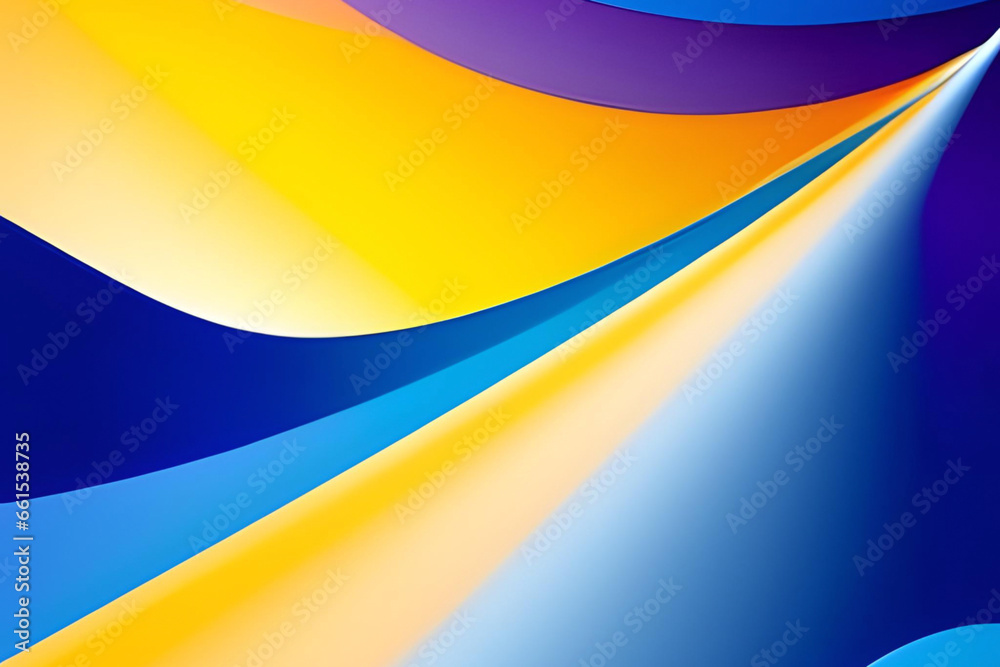Abstract background with blue, yellow and orange stripes. Generative AI