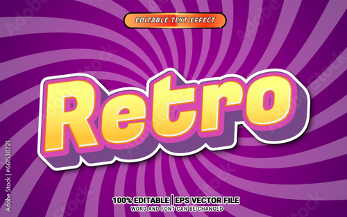 Retro purple yellow 3d vector text effect template design