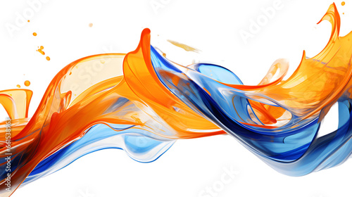 Blue and orange water liquids abstract isolated on transparent background