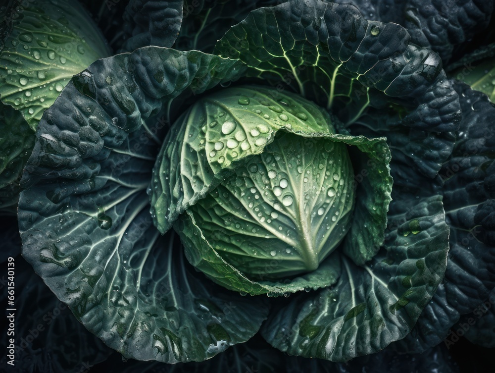 Fresh cabbage with water drops Fresh cabbage with water drops
