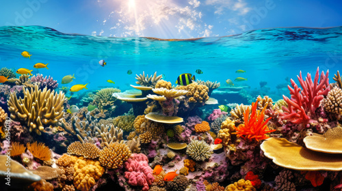 Tropical fish and corals underwater in the Sea. © mila103