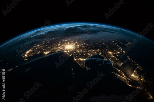 Night view of Earth on Earth Day. Generative AI