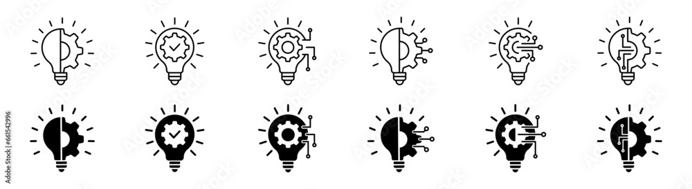 Idea lightbulb icon. Inspiration creativity lamp vector icon collection. EPS 10 - obrazy, fototapety, plakaty 