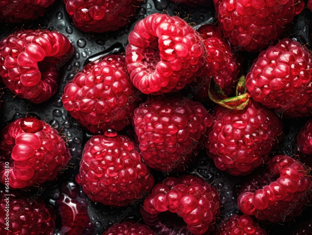 Fresh raspberry with water drops Full frame background top view Fresh raspberry with water drops Full frame background top view