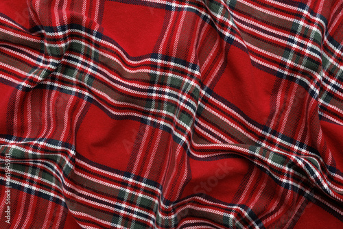 Background of traditional checkered christmas red fabric
