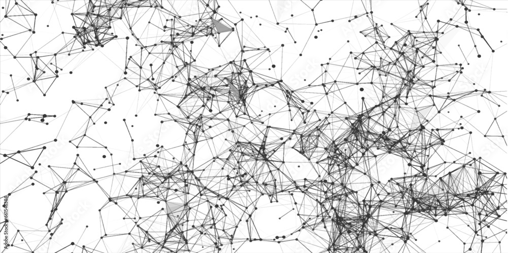Obraz premium White background with lines and circles - Vector. Network connection structure. Concept of hi tech and future. Plexus of lines and dots connected particle background plexus structure cybernetic.