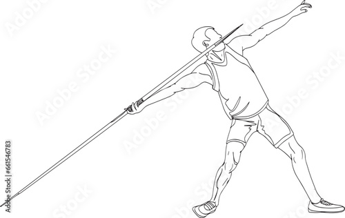 Javelin Championship Illustration - Dynamic Sports Person Throwing Spear, Javelin Throw with Super Powers - Dynamic Athletic Illustration on White Background