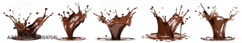 Brown chocolate liquid paint milk splash swirl wave on transparent background cutout, PNG file. Many assorted different design. Mockup template for artwork graphic design