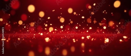 Abstract background with gold stars, particles and sparkling on navy blue. Christmas Golden light