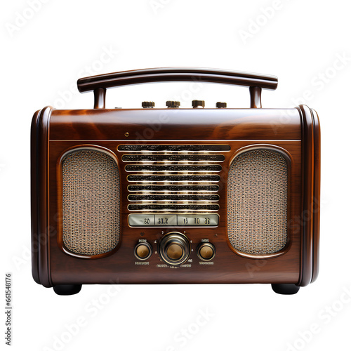 Vintage radio on transparent background PNG