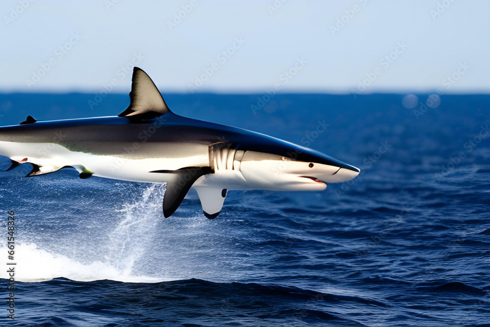 Fototapeta premium Great White Shark (Carcharodon carcharias). Generative AI