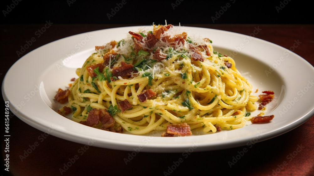 Delicious Spaghetti Carbonara Generative AI