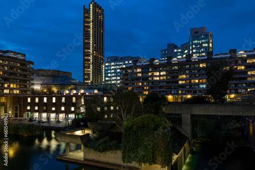 Twilight view of Barbican in City of London, England photo