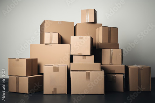 Cardboard Boxes Piled Up on a white Background © gankevstock