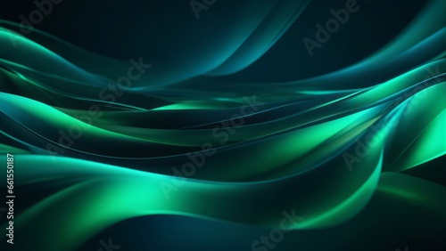 Abstract green and blue wave. dark background. Futuristic technology style. Elegant background for background