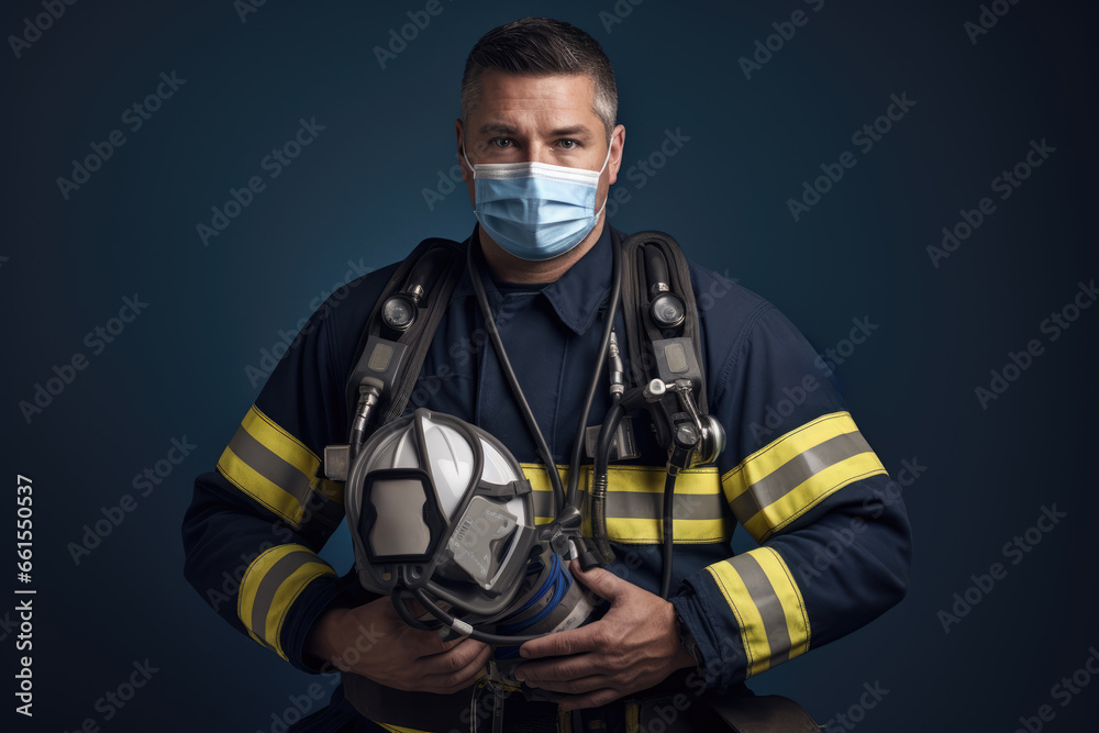 Man Paramedic in Medical Mask. A Portrait of a Frontline Worker During the Coronavirus Pandemic