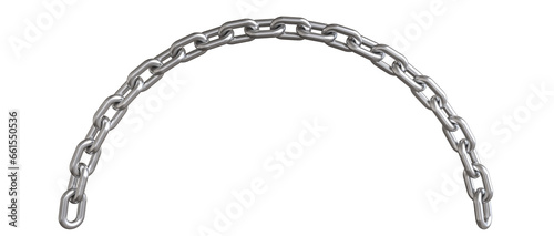 curved metal chain isolated on white.
