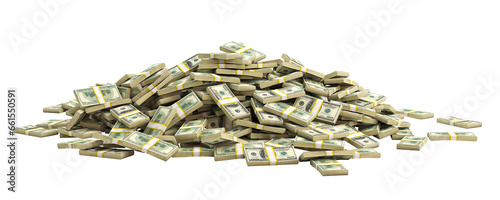 bundles of dollars amassed in a small group.