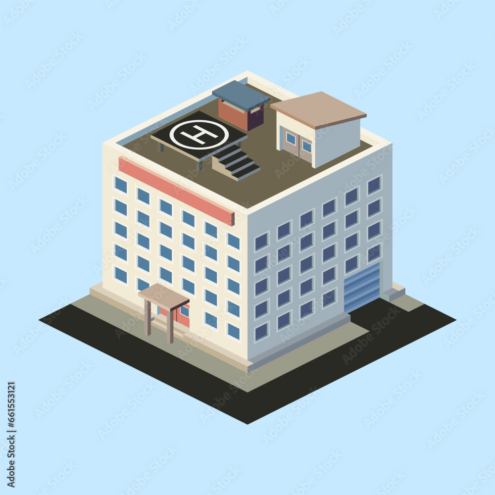 Isometric multi-storey building. Vector illustration. Isometric multi-storey building. Vector illustration.