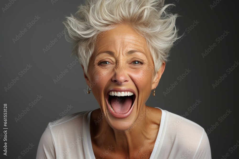 Portrait of a Caucasian woman in casual clothes on a white background Portrait of a Caucasian woman in casual clothes on a white background