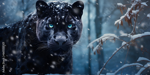 Silent Majesty: Black Panther in the Winter's Embrace