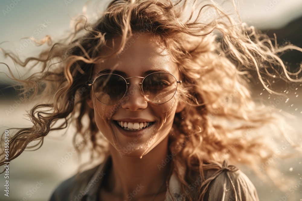 Happy woman in trendy eyeglasses
